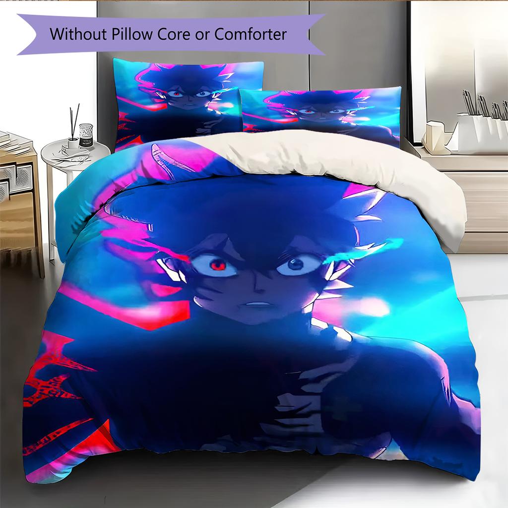 Anime Pattern Bedding Quilt Set Quilt Cover Pillowcase Home Decoration Birthday Gift (1 * Duvet Cover + 2 * Pillowcase, Without Core)
