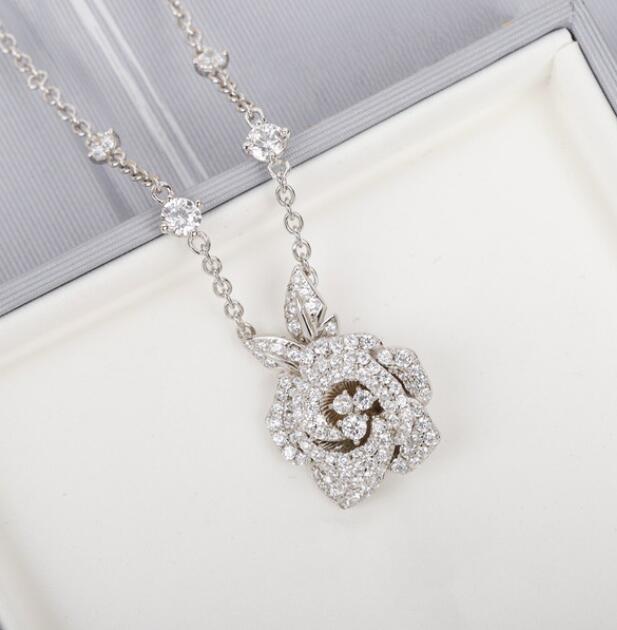 New Trend Hot Brand Necklace Anniversary Gifts Luxury Jewelry Necklaces For Women Flower Wedding Engagement Pendants 925 Sliver