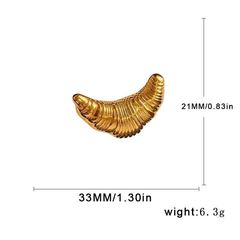 Trendy Gold Plated Croissant Brooches for Men Women Couples Unique Vintage Zircon Food Pins Statement Accessories for Parties