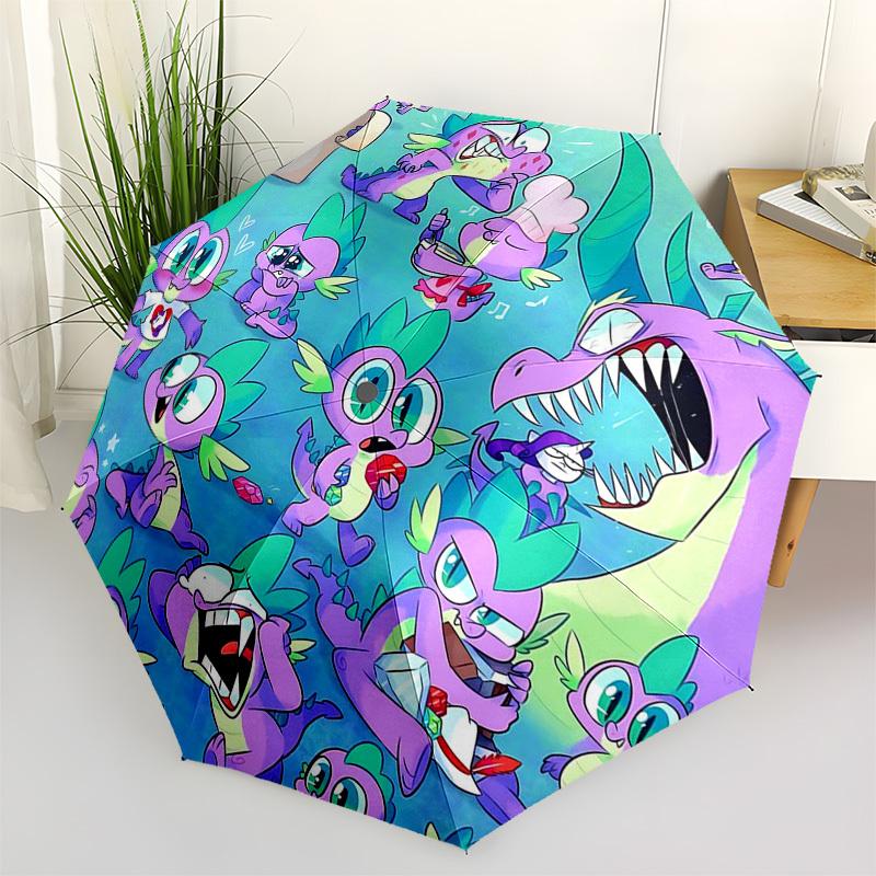 

1pc Spike the Dragon Outdoor Umbrella - Automatic Opening/Closing, Portable Tri-Fold Design with 8-Rib Iron Frame - Perfect Gift for Fans, Travelers,