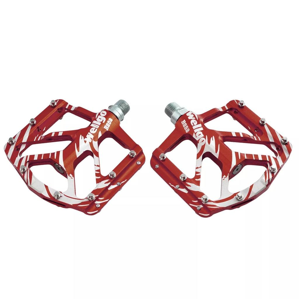 Wellgo B252 Flat Pedals Low Profile Design, Red,WE3094