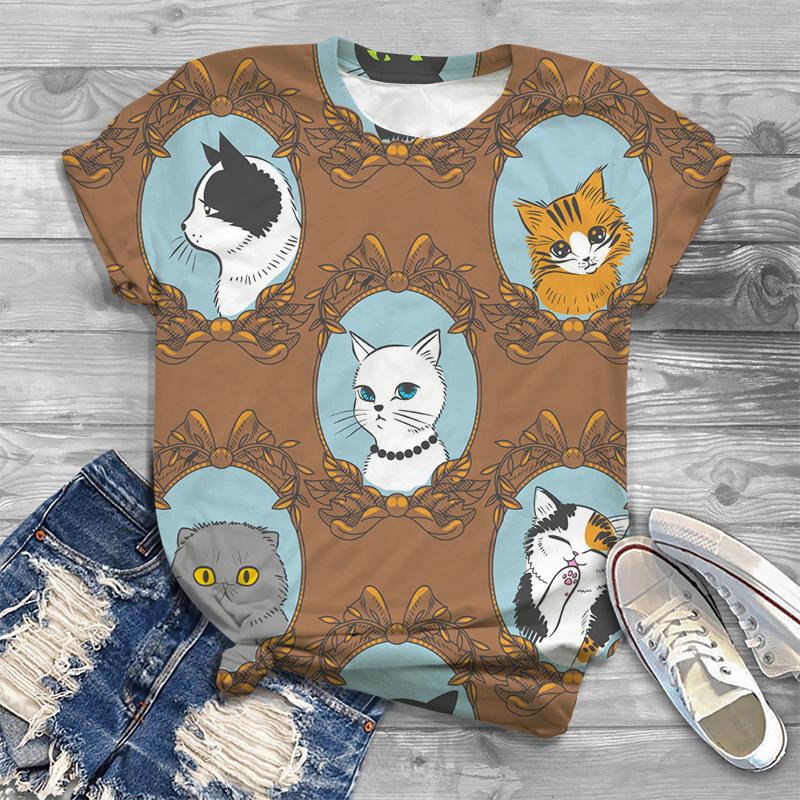 

Трендовая Милая Модная Женская Одежда 3D Животное Веселый Принт Повседневная Футболка с Коротким Рукавом для Женщин Рубашка 6XL