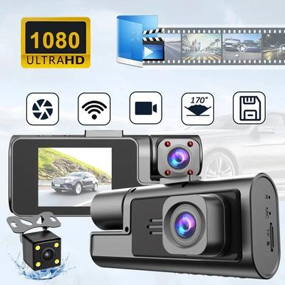 3 canais carro dvr hd 1080p 3-lente dentro do veículo traço cam câmera de três vias dvrs gravador de vídeo registrador dashcam filmadora
