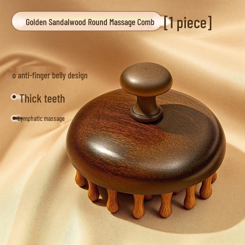 Fünfzinkiger Sandelholz Geweih Kopfmassagekamm für Kopfhaut- & Meridiantherapie