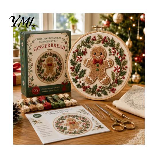 Christmas Ornament Craft Set Embroidery Kit for Beginners, Pre-Printed Pattern Full Creative Gift Parents And Friends of Tools, DIY Needlework Festive