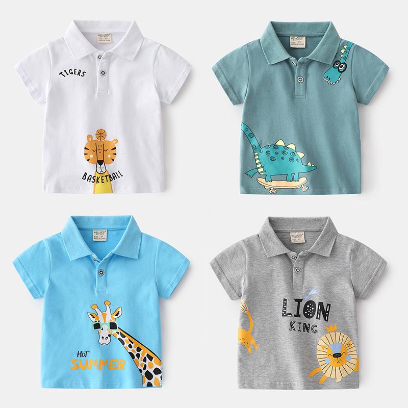 Boys Polo Shirt Short Sleeve Cotton Collared T Shirt Casual Summer Top for Kids