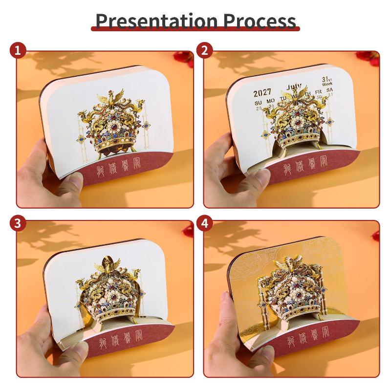 2027 Paper Carving 3D Desk Calendar Tear-away Design for Creative Office Decor A