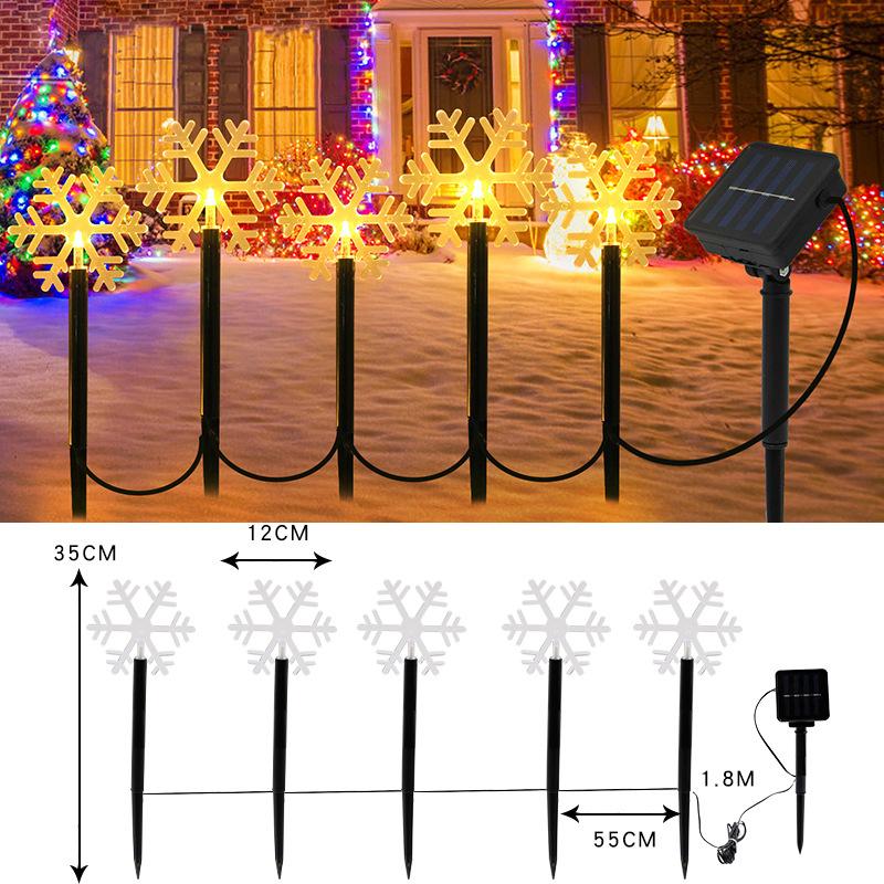 Christmas Solar Pathway Lights, Set of 5 Waterproof Landscape Christmas Lights, Stake Christmas Decorations, LED Lights for Yard Lawn Walkway Decor