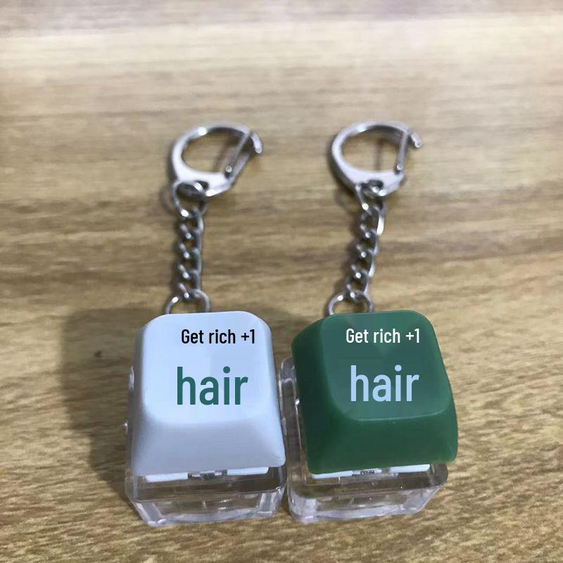 Luminous Wooden Fish Keycap Keyboard Keychain with Merit Accumulator & Decompression Function