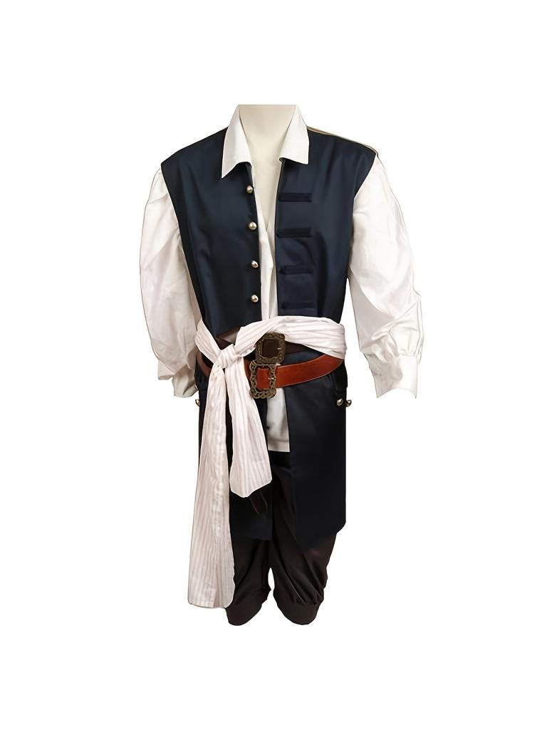 Movie Pirates Of The Caribbean Cosplay Costume Jack Sparrow Cosplay Full Set CostumeFor Men Adult
