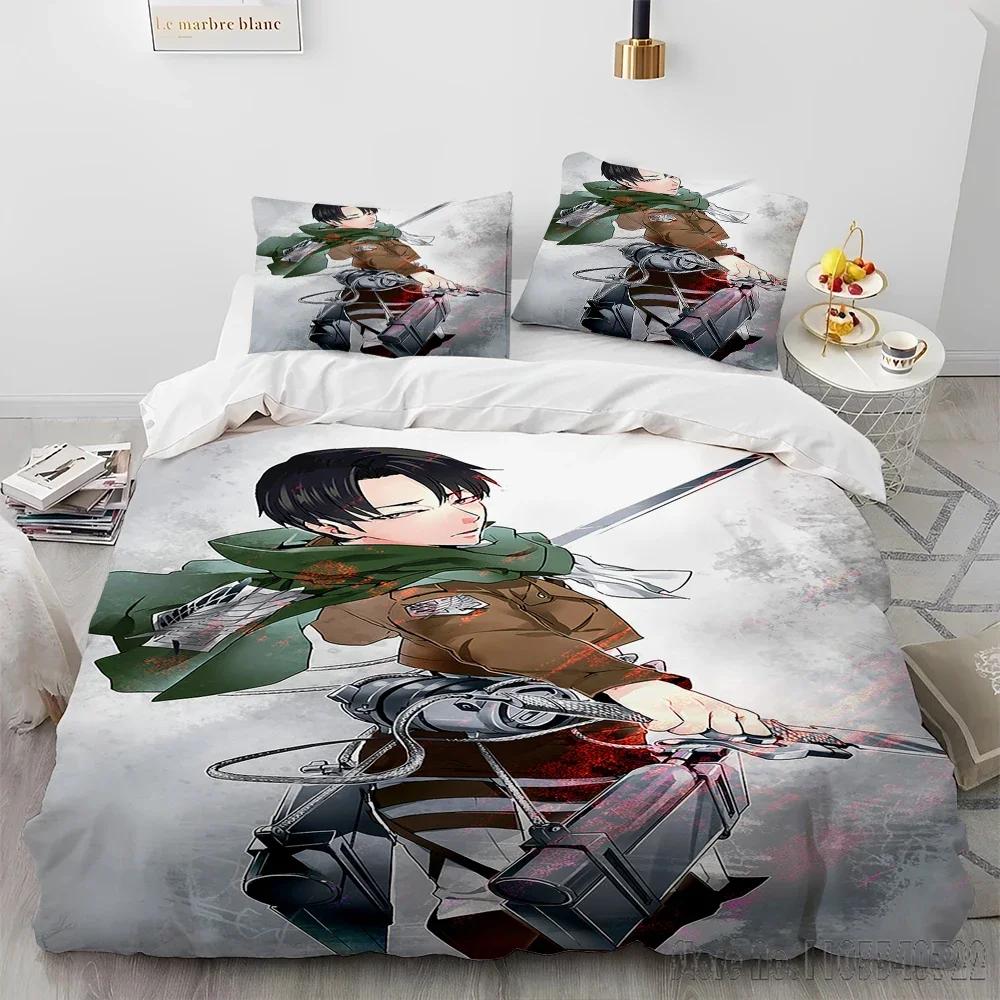 Anime Japonés Ataque a los Titanes Juego de Funda Nórdica HD Funda Nórdica para Niños Juegos de Cama Ropa de Cama Decoración de Dormitorio