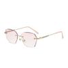 Women's Trendy Diamond Cut Reading Glasses Blue Light Blocking Gradient Far Sight Eyeglasses Unisex Female Retro Rimless Eyewear