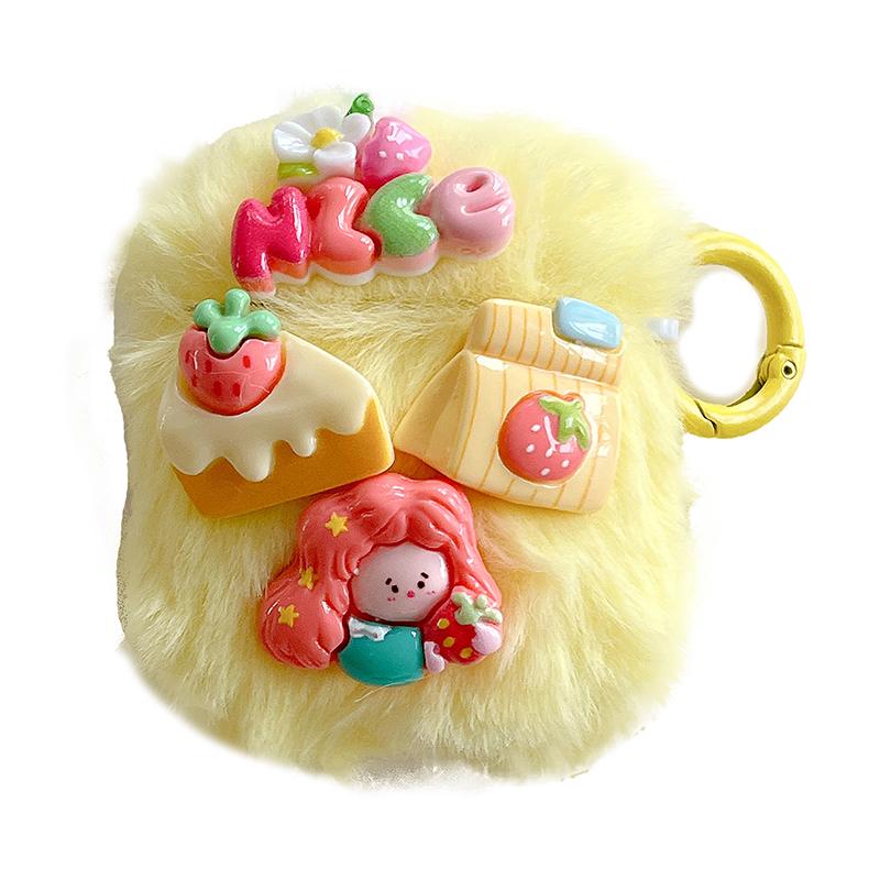 

Пухнастий чохол для навушників AirPods з зарядним кейсом (2016 р)/(2019 р)/AirPods з бездротовим зарядним футляром (2019 р) Мультяшний чохол