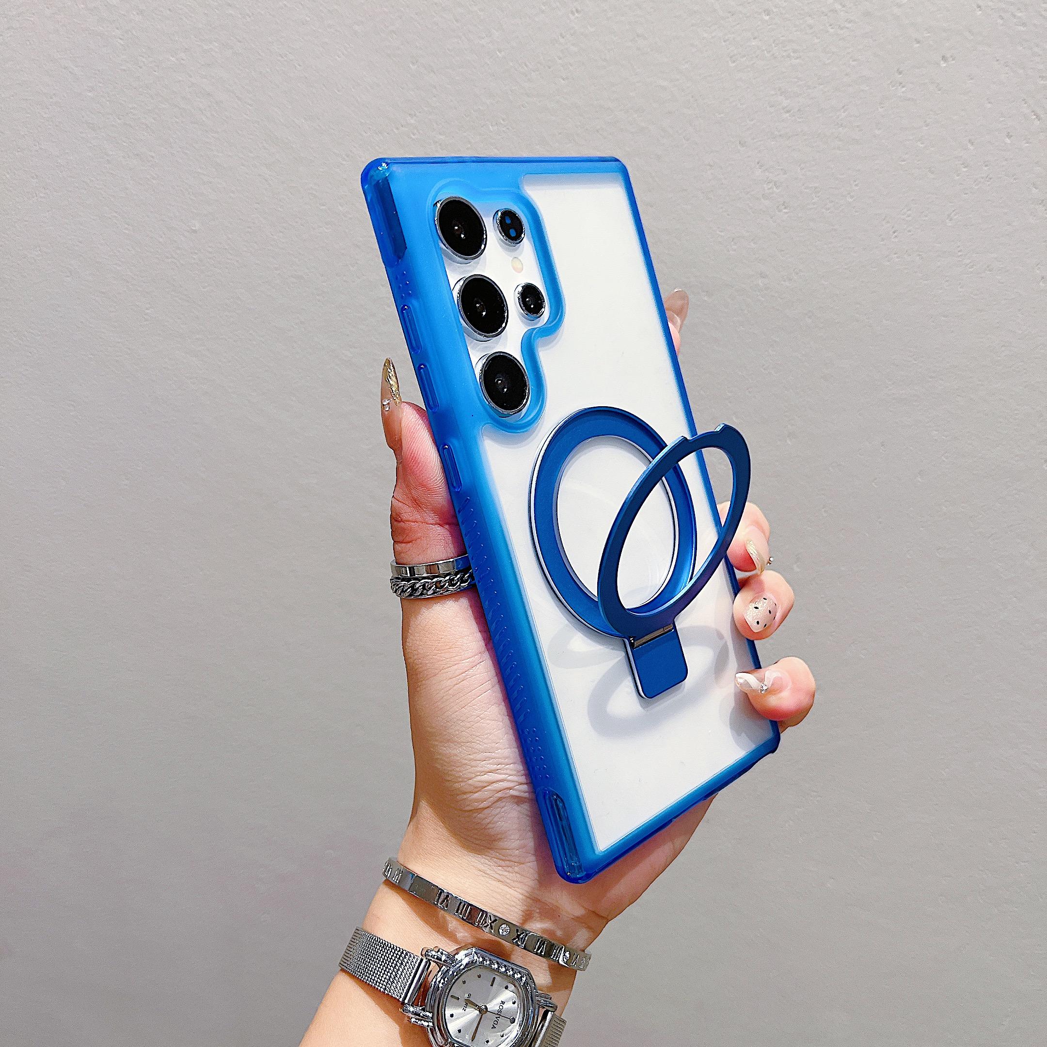 

For Samsung Galaxy S25 Ultra Magnetic Case Kickstand Clear TPU PC Phone Back Cover