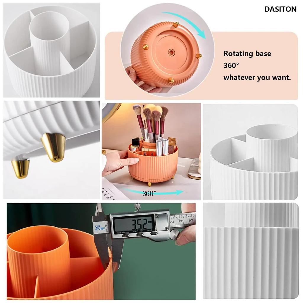 360 Rotating Makeup Brush Holder Desktop Cosmetic Organizer Rotating Desktop Storage Box Portable Lipstick Eyeliner Holder