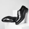 Men'S Pointed Leather Shoes British Style Trend Lace-Up Retro Casual Shoes Brock Engraved Men'S Shoes 3028-X