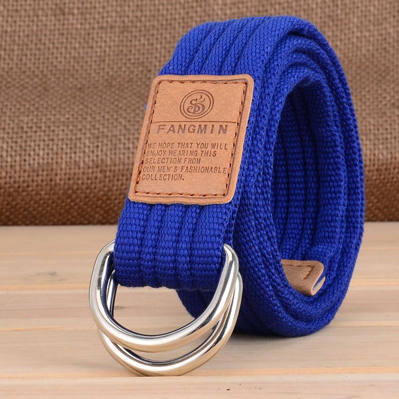 

Korean 20-color Universal Canvas Belt Men Women Casual Business Jeans Double Loop Buckle Outdoor Knitted Style 108CM королівський синій колір
