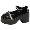 Black ballet style round head shallow mouth thick high heel single shoes women's summer 2025 new versatile soft sole French Mary Jane shoes