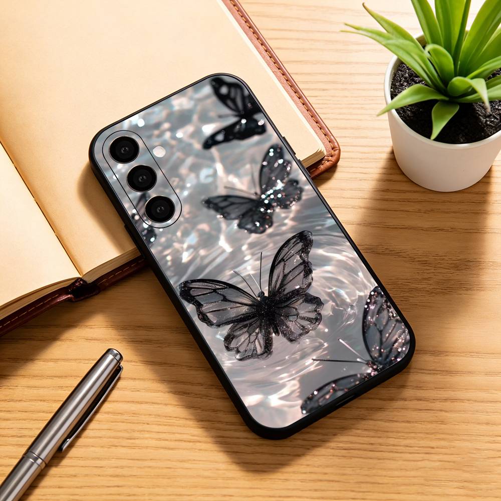 

G-Glow in the dark B-butterfly Phone Case For Samsung Galaxy A73,A72,A71,A70,A53,A52,A51,Soft Silicone Black Cover Samsung a50 30s 50s