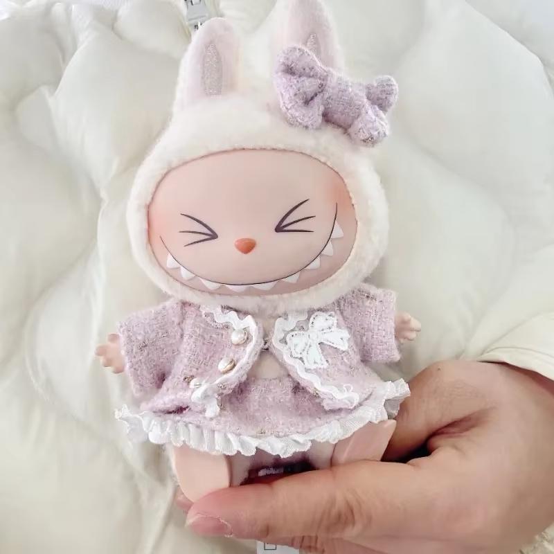 Mini Puppenkleidung Outfit Accessoires für 15cm Labubu Blauer Rock Set Kleidung Geschenk