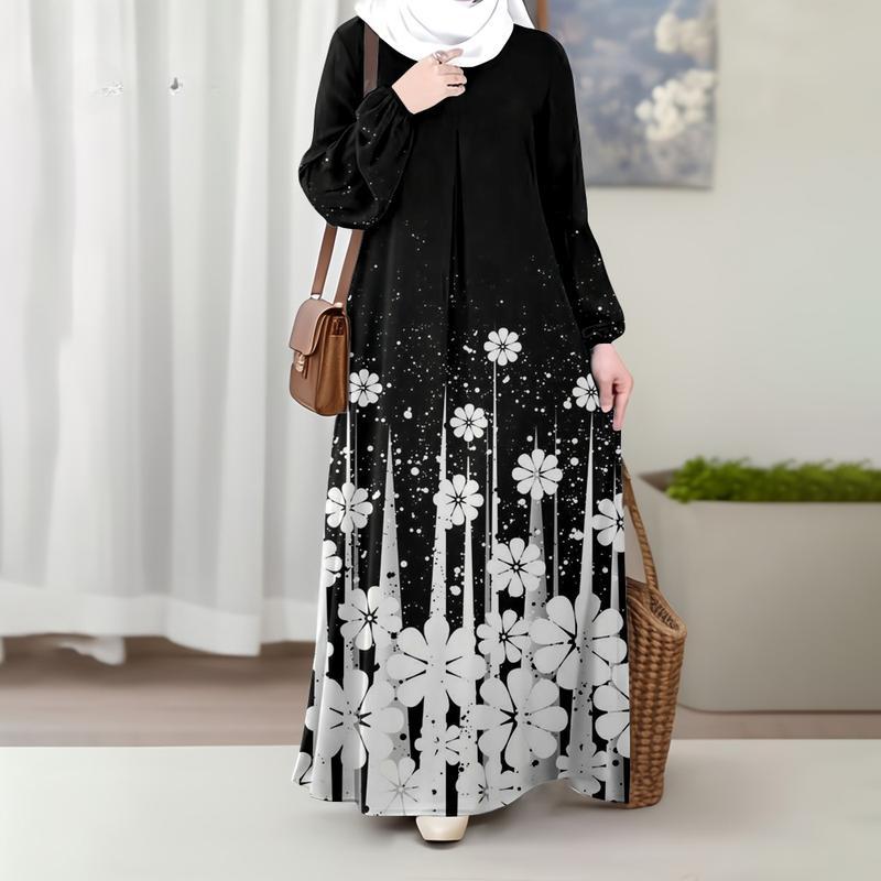 

Мусульманская женская одежда, свободная и дышащая, с цветочным узором, подходит для ежедневных молитв, фестивалей, вечерних мероприятий, вечеринок, 2025, Рождество 5XL бежевый