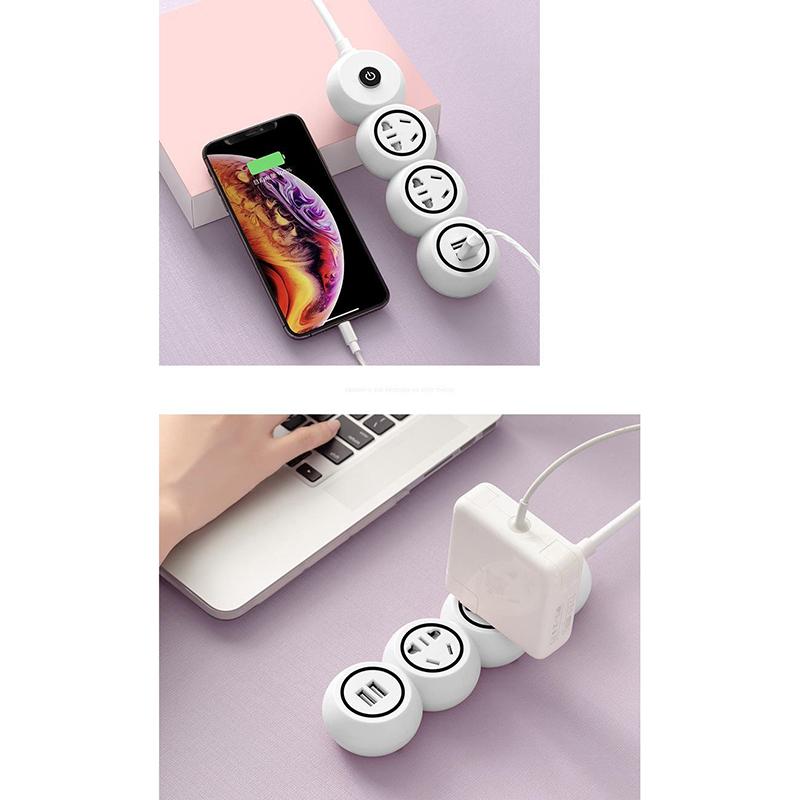Usb Power Strip, Multi-Hole And Multi-Port Plug, Student Dormitory Home Pink Cute Socket With Cable Power Strip Power Converter