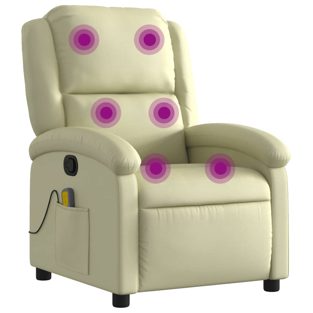 Massage Chair Relax Chair Genuine Leather Cream