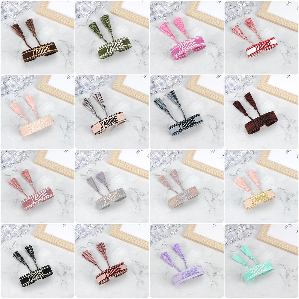 J'adore Bracelet: Embroidered Letter Tassel Wristband for Women & Couples