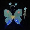3Pcs/Set Sparkling Butterfly Wings Princess Hair Hoop Colorful Angel Wings Fairy Wand Butterfly Costume Wings
