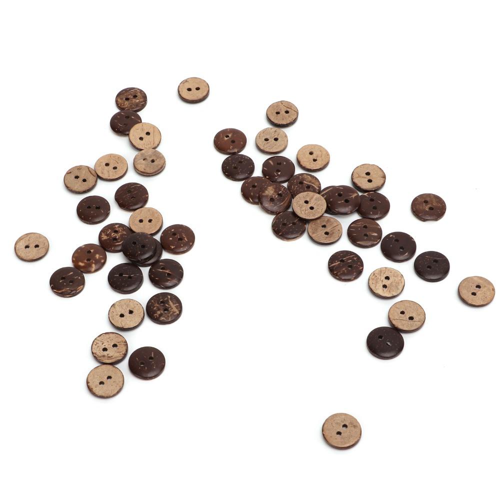 200pcs 2 Holes Wooden Buttons Exquisite Sewing Buttons Coconut Shell Buttons Clothing Decorations
