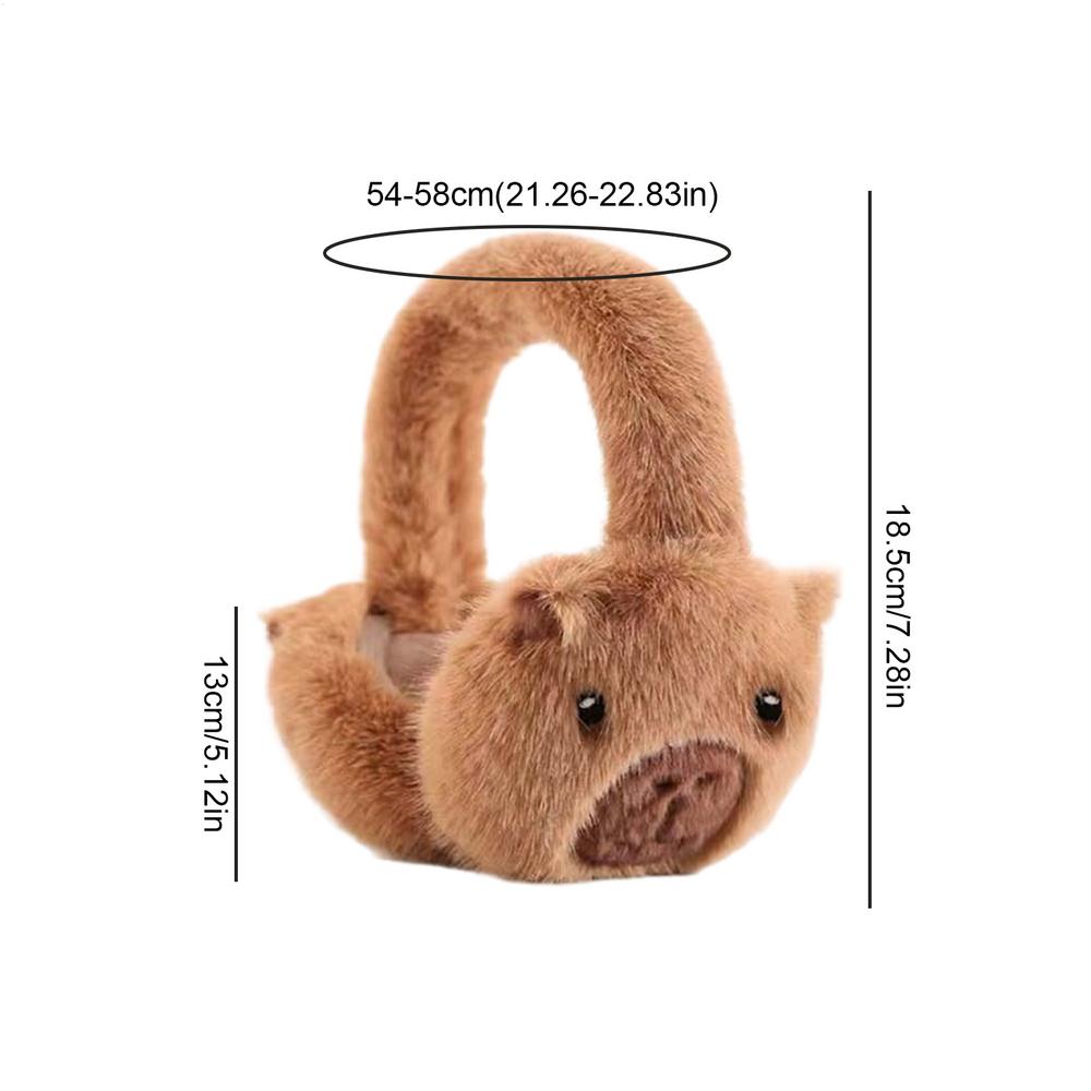 

Ear Warmers Cartoon Capybara Plush Protectors Foldable Winter Ear Covers for Commuting Outdoor Sports Skiing Snow Cold Weather коричневий