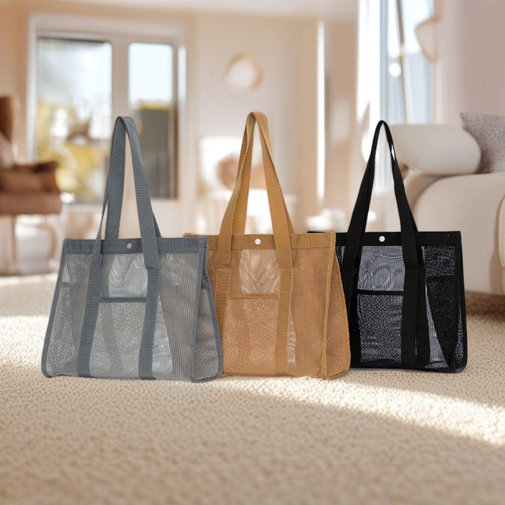 Drawstring Beach Toy Baskets Snaps Travel Wash Tote Bag Durable Portable Bath Storage Bag Swimming