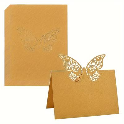 25 Pcs 3D Butterfly Business Cards Gold Business Cards Laser Cut Design Table Cards Guest Name Table Setting Reception Food Logo