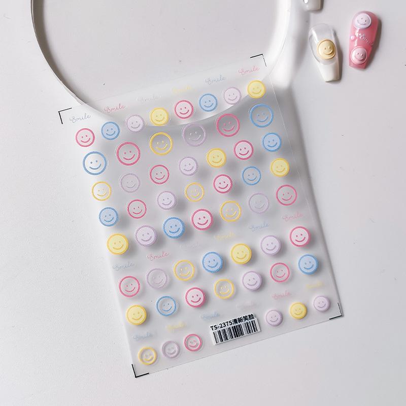 

1 шт. 5D изысканные улыбающиеся наклейки для ногтей с тиснением Kawaii Macaron, самоклеящиеся украшения для ногтей, аксессуары «сделай сам» TS-2375
