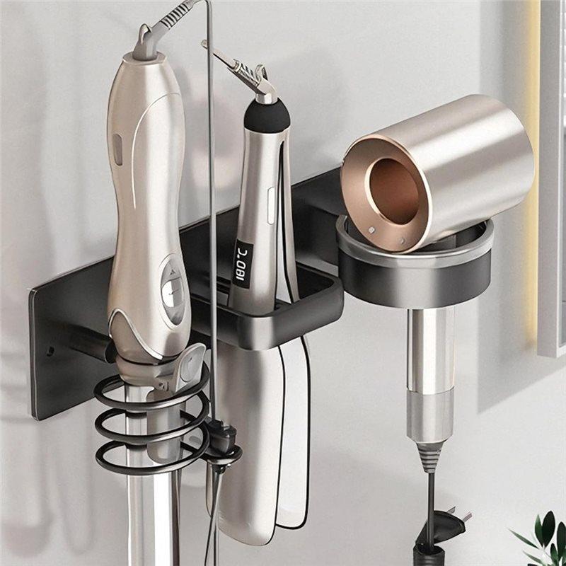 Wall Mounted Hair Dryer Holder - Metal Organizer For Blow Dryer, Curling Iron, Straightener