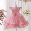 Sequined Princess Dress with Flutter Sleeves for Toddlers – Festive Puffy Tulle Skirt
