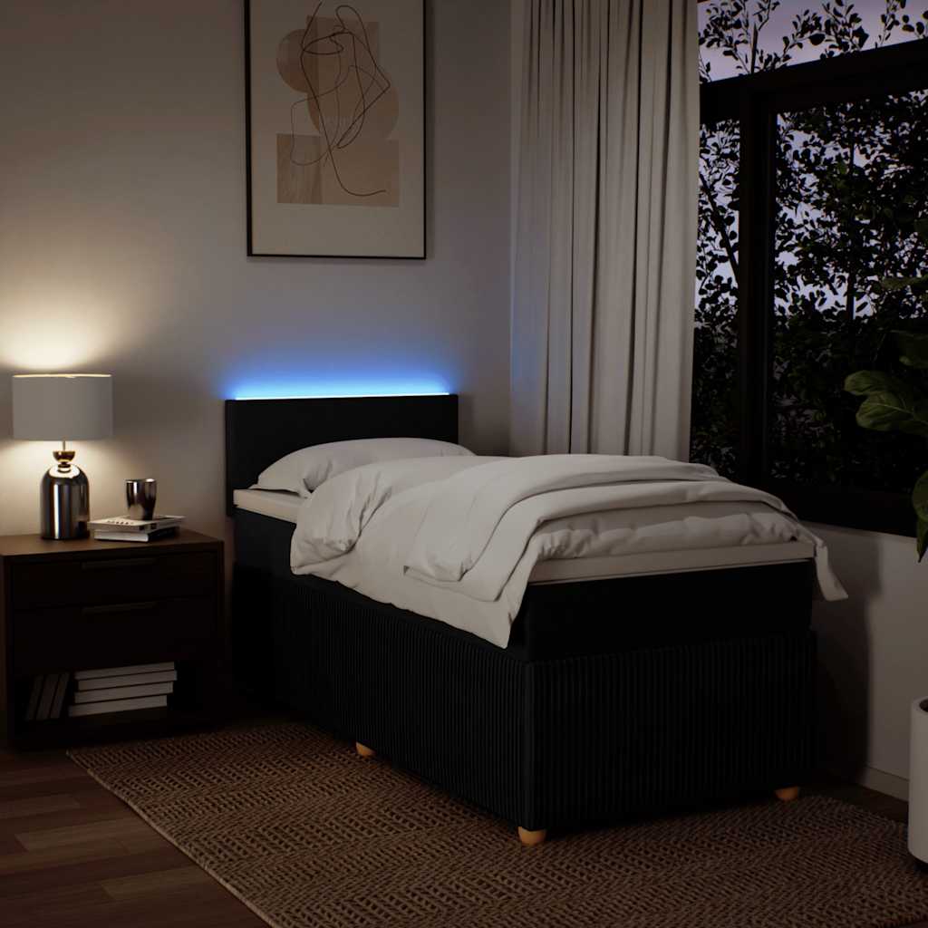 Vidaxl Letto Continentale Con Materasso, Nero, Tessuto, 90X200 Cm