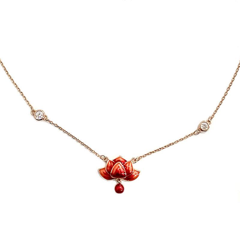

Ожерелье из красного лотоса, женское, новое, китайское, высокого качества, в китайском стиле, ошейник, цепочка, украшение