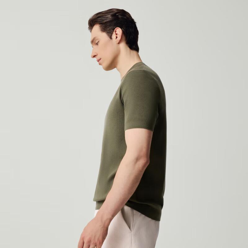 DIKENI Men s 100-Count Double-Knit Cloud-Feel Short Sleeve Merino Wool Sweater L (50)