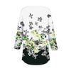 Women's Loose Button Collar Vintage Floral Print Three-quarter Sleeve T-Shirt Shirt