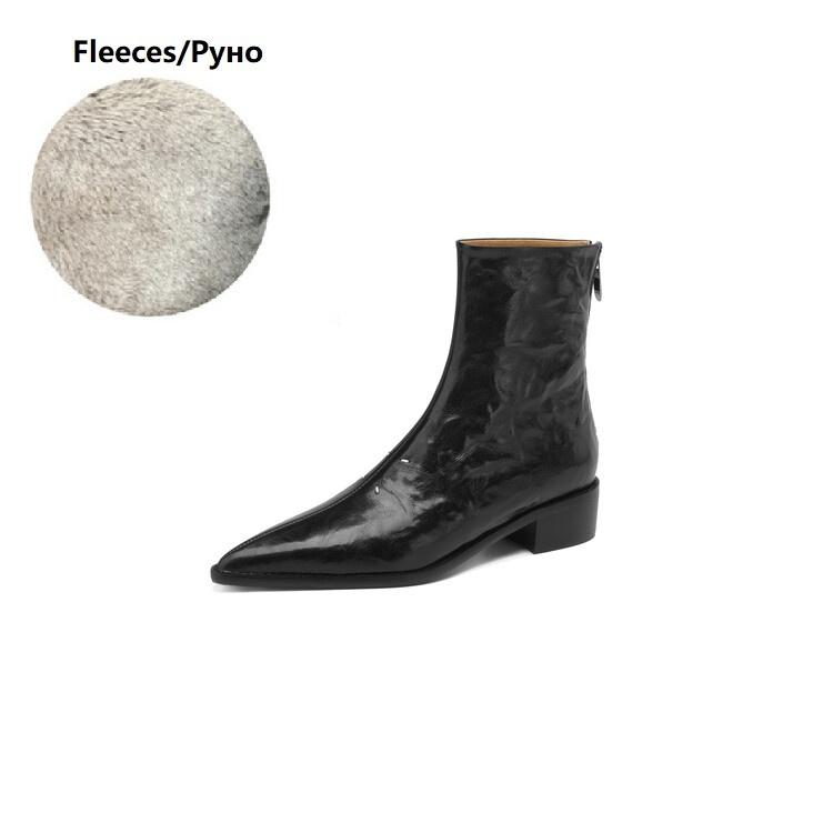 

Модные НОВЫЕ Осенние Женские Ботинки Острый Носок Массивный Каблук Обувь Натуральная Кожа Обувь для Женщин Короткие Современные Ботинки Повседневная Обувь Ботинки на Молнии 40