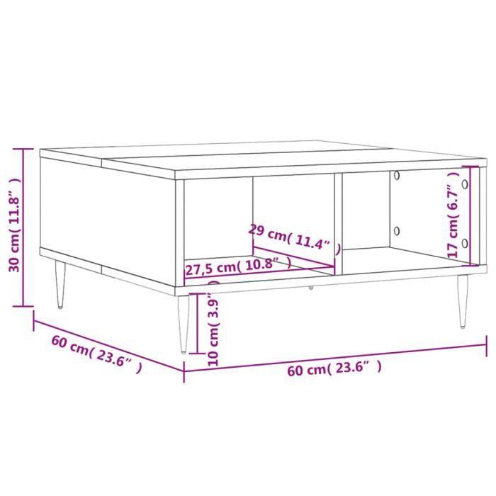 VidaXL Table basse noir 60x60x30 cm bois d'ingénierie 827029