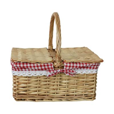 Durable Picnic Basket Portable Vintage Eco-Friendly Fruit Egg Food Basket with Handle Lid  Fruit Storage Box Large Capacity