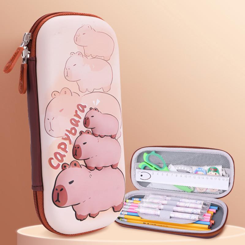 3D Capybara Pencil Case Drop Resistant Student School Supplies Large Capacity Multifunctiona Pen Pouch Stationery