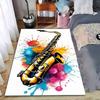 Colorful Saxophone Art Carpet with Vibrant Paint Splash Design Suitable for Use As an Anti-slip for Living Room Bedroom Sofas