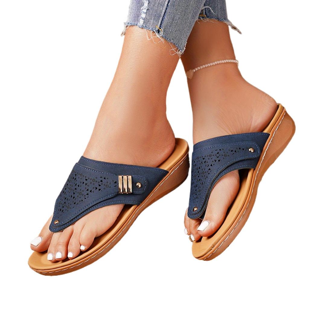 Summer Women's Slippers Round Toe Flat Shoes for Women Slip-on Open Toe Platform Slides Outdoor Beach Anti-slip Woman Flip Flops