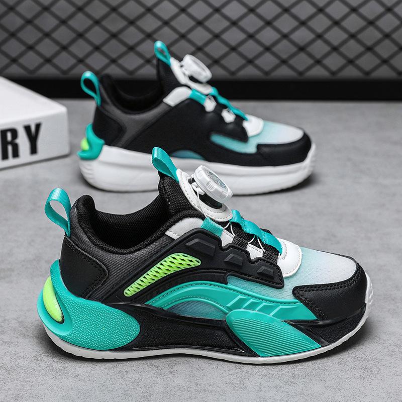 Children's Shoes Mesh Breathable 2025 Spring and Autumn New Casual Boys Children's Shoes Rotating Button Girls Running Shoes