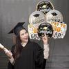 Conjunto de 6 Balões Metalizados 4D de Formatura, Balões Estéreo 3D Cubo e Redondo Preto Dourado com Impressão "Way to Go Grad" "Parabéns", Form