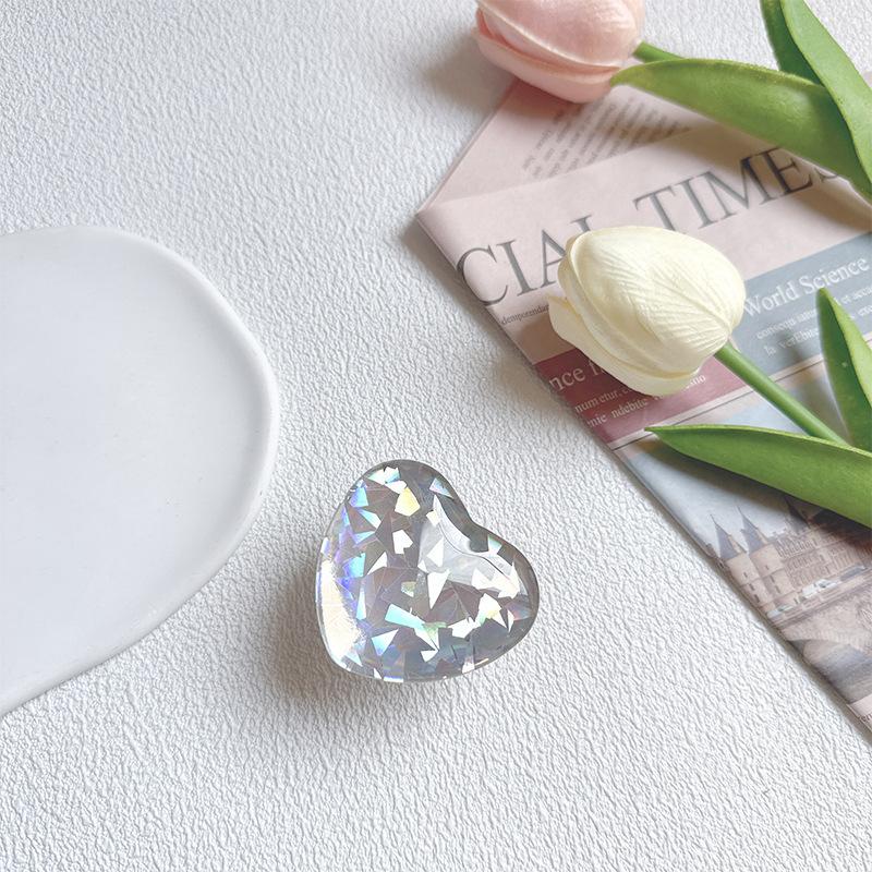 

Small Fresh Laser Love Windshield Colorful Mobile Phone Case Bracket Air Cushion Bag Retractable Back Sticker Stable Female White base stand