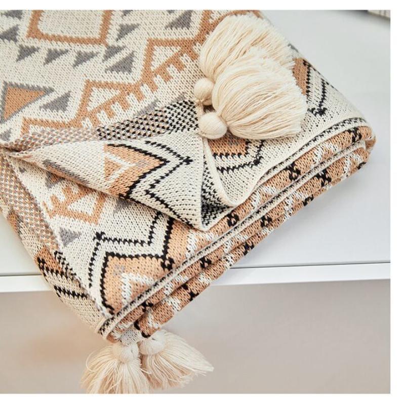 Navajo Sun Blanket Knitted Bohemian Air Conditioning Throw Blanket Living Room Sofa Cover Winter Decorate Bedspread